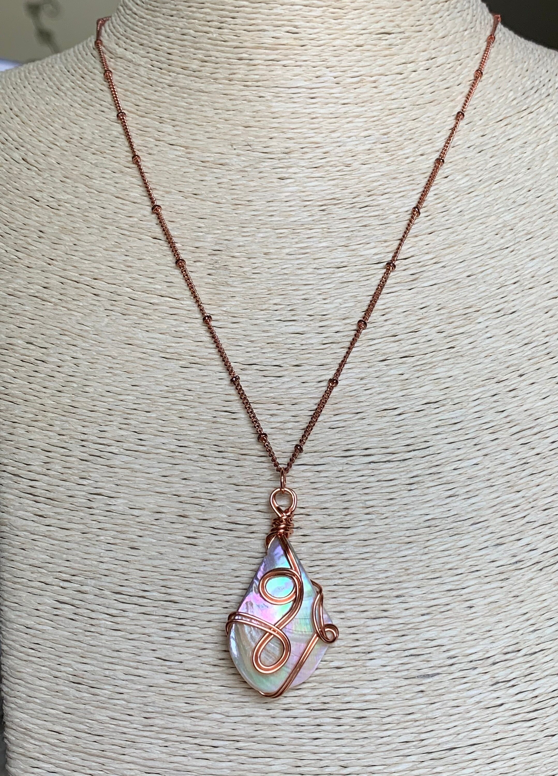 Shell Pendant/Copper Wire Wrapped Pendant/Shell Necklace/Beach | Etsy