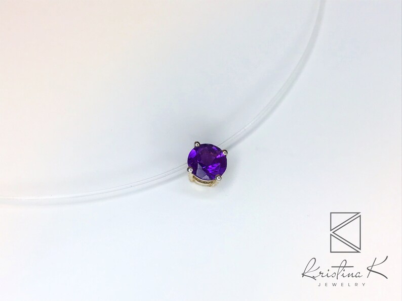 Amethyst Solitaire Pendant Silver Unique Image 0