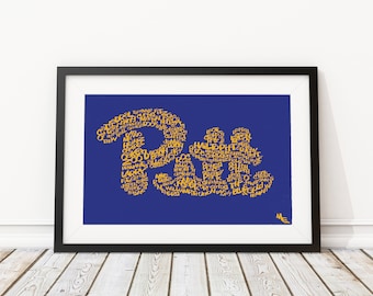 University of Pittsburgh Typography, Custom Wall Poster, Digital Wall Print