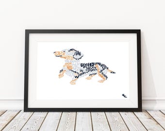 Dachshund Word Art Typography, Custom Wall Poster, Digital Wall Print