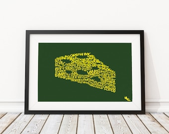 Green Bay Packers Typography, Custom Wall Poster, Digital Wall Print