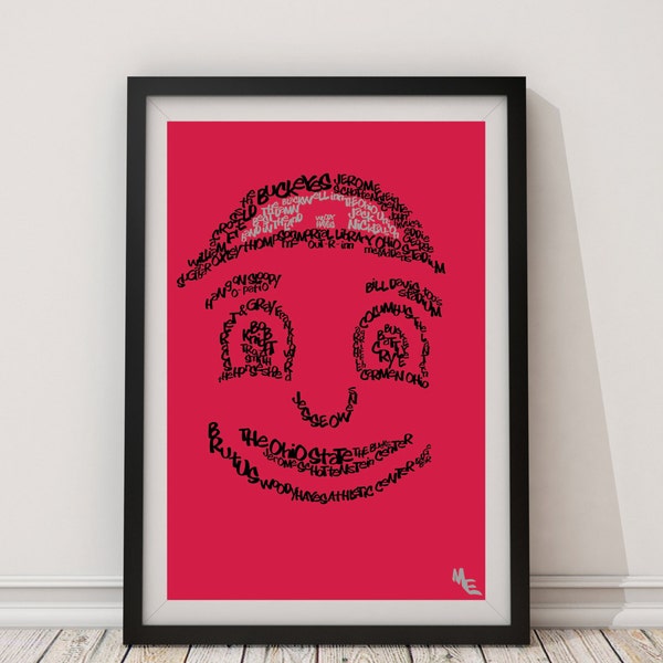 Brutus Buckeye Typography, Custom Wall Poster, Digital Wall Print