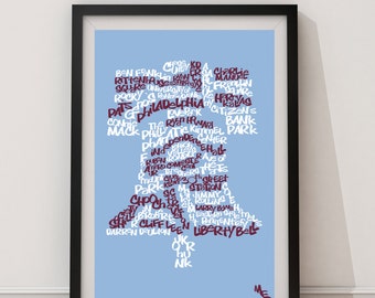 Philadelphia Phillies Liberty Bell Typography, Custom Wall Poster, Digital Wall Print