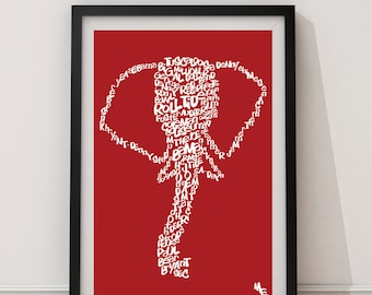 Alabama Elephant Typography, Custom Wall Poster, Digital Wall Print