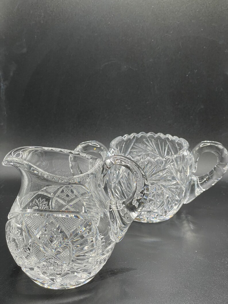 Vintage Crystal Sugar and Creamer Set Etsy