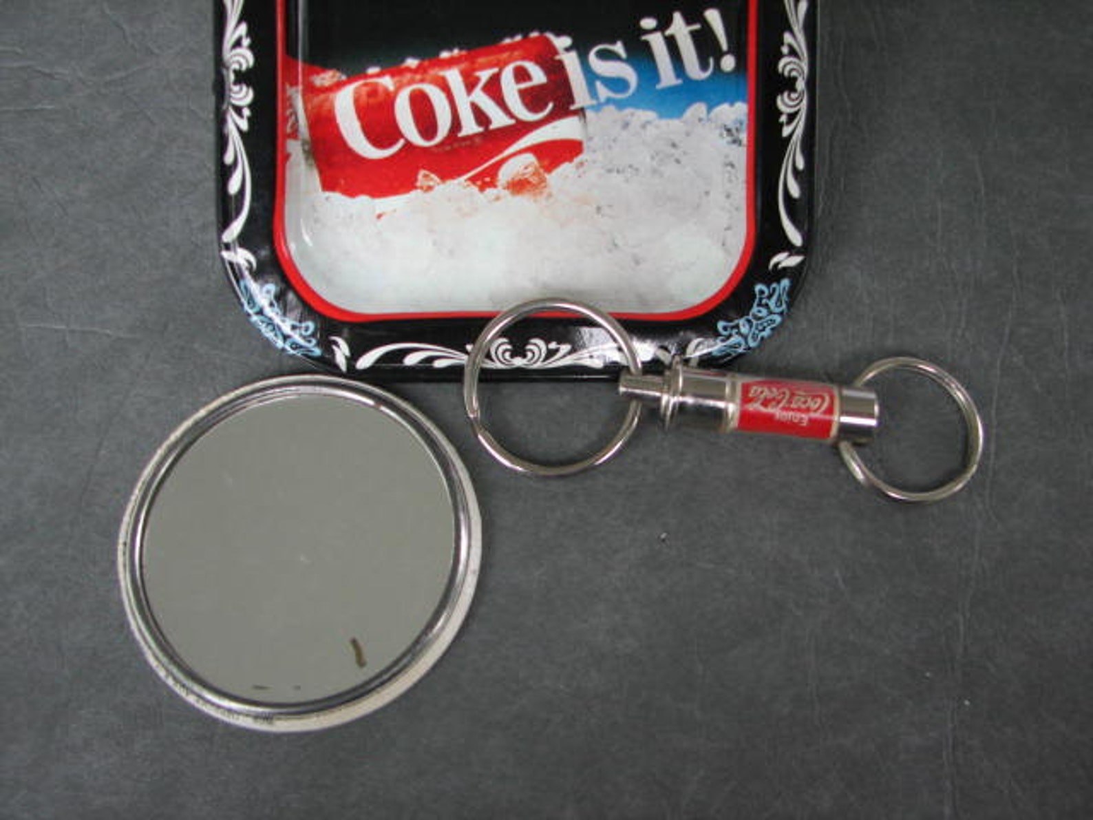 Vintage COCA COLA key chain metal pocket mirror mini metal Etsy