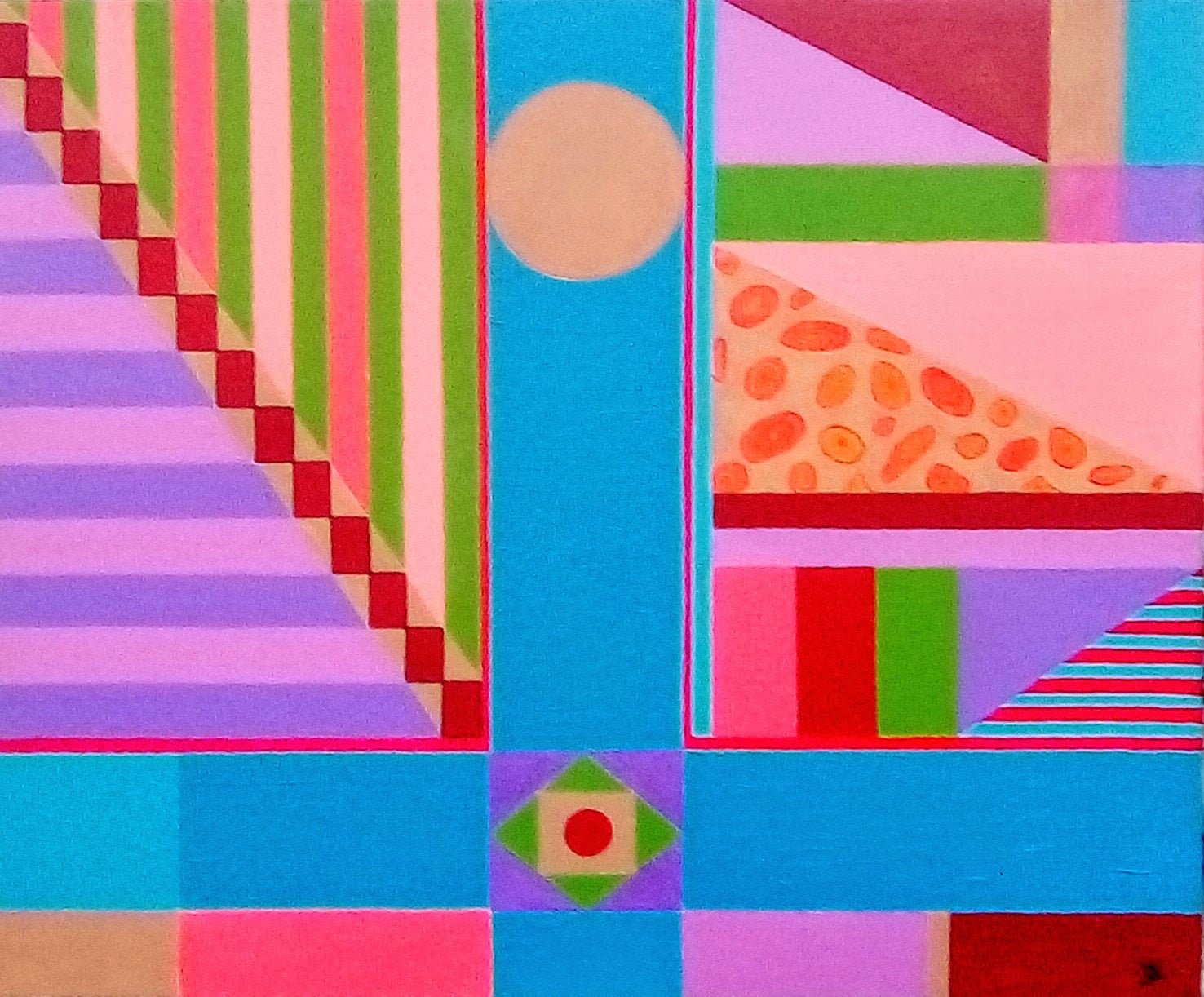 Tableau Art Contemporain, Acrylique sur Toile, Composition Géométrique.