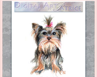 Instant Download Digital Printable Art Print Yorkshire Terrier Yorkie - Cards Envelope Shakespeare Quote from Original Watercolor Painting