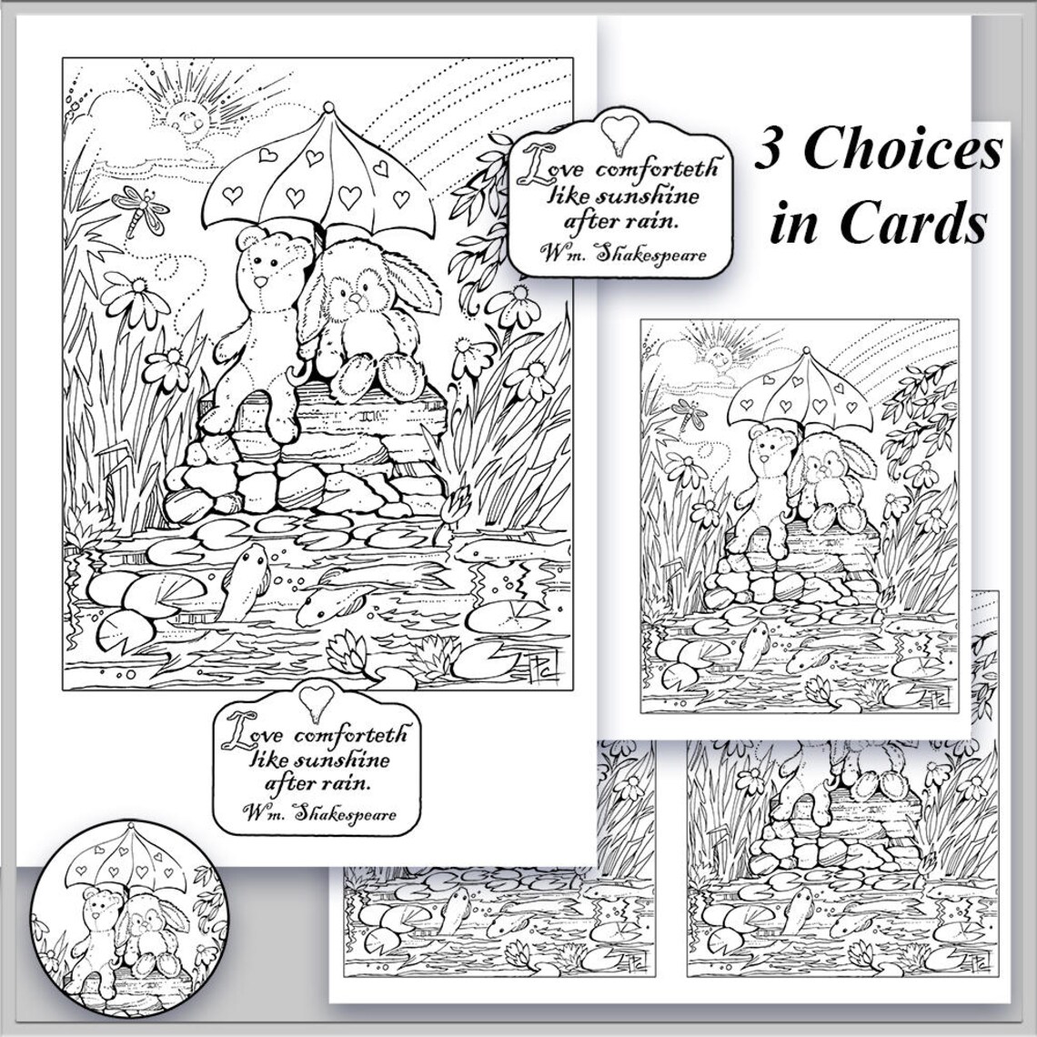 Instant Download Printable Color Book Pages Greeting Card Note Cards ...