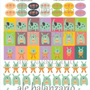 Rabbits And Elephant Stickers for Your Planner