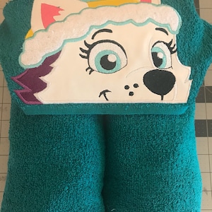 Monogrammed Paw Peeker Everest Full Size Hooded Bath Towel- Kids Bath Towel- Kids Birthday Gift- Spa Party- personalized- Monogrammed Towel