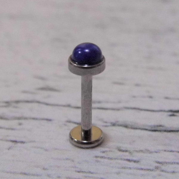 Lapis Lazuli Labret Stud  - 3mm - Titanium - Helix Piercing - Conch - Tragus