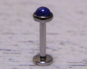 Lapis Lazuli Labret Stud  3mm, Surgical Steel 316L, 14G or 16G, Tragus, Helix, Monroe Piercings