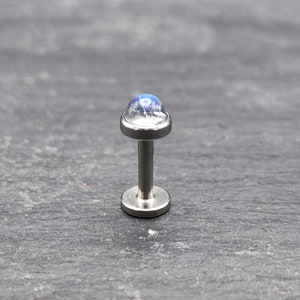 Rainbow Moonstone Labret - 316L Steel - Natural Crystal - Internally Threaded  - Helix - Conch - Tragus