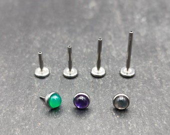 Replacement Threadless Labret Bar - 18 Gauge - for OpalKobus  Gem Settings - 4 sizes