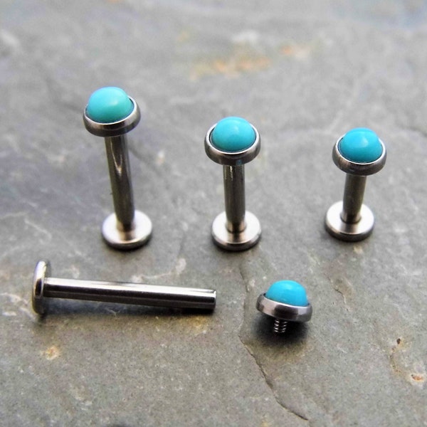 Arizona Turquoise Labret Stud - Surgical Steel - 14G or 16G - Tragus Helix Conch Monroe Cartilage