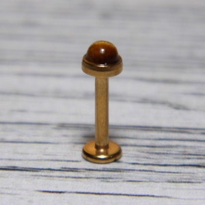 Tigerauge Labret Ohrstecker - 3 mm - Gold Titan beschichteter 316L Stahl - Helix - Muschel - Tragus - - 18, 16 oder 14 Gauge