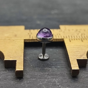 Amethyst Labret  - 5mm Gem - Flat Back - Surgical Steel