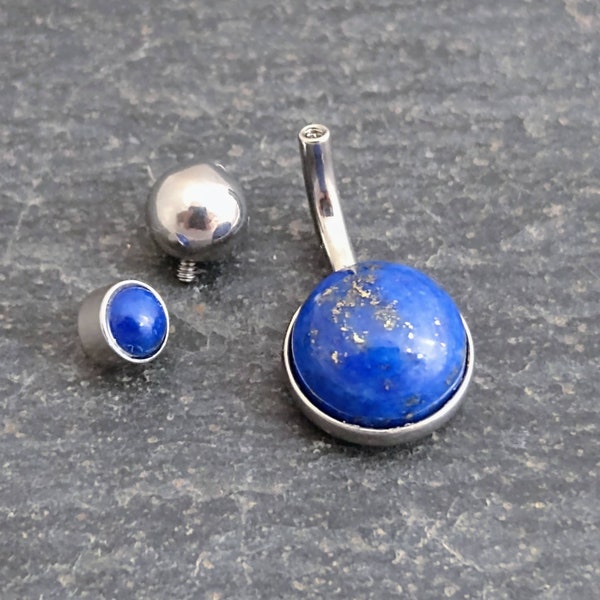 Lapis Lazuli Belly Bar - Surgical Steel - Lapis Belly Ring