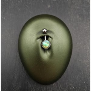 パウアシェルベリーバー - 316LVMスチール - 14ゲージ - アワビベリーリング