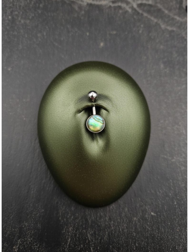 Paua Shell Belly Bar - 316lvm Steel - 14 Gauge - Abalone Belly Ring image 1