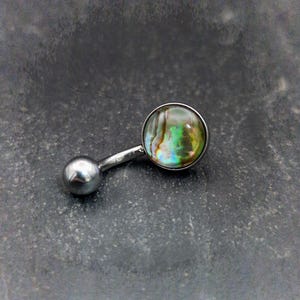 Paua Shell Belly Bar - 316lvm Steel - 14 Gauge - Abalone Belly Ring image 9