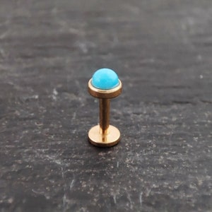 3mm Arizona Turquoise Labret - Gold Surgical Steel Stud - 18/16/14 Gauge