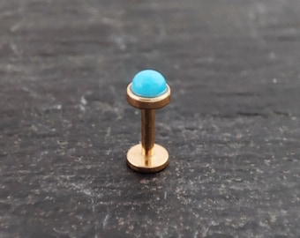 3mm Arizona Turquoise Labret - Gold Surgical Steel Stud - 18/16/14 Gauge