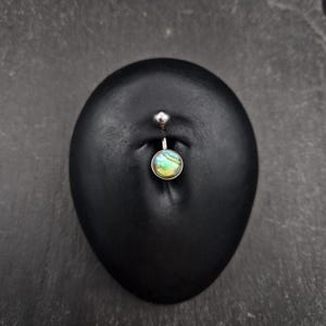 Paua Shell Belly Bar - 316lvm Steel - 14 Gauge - Abalone Belly Ring image 7