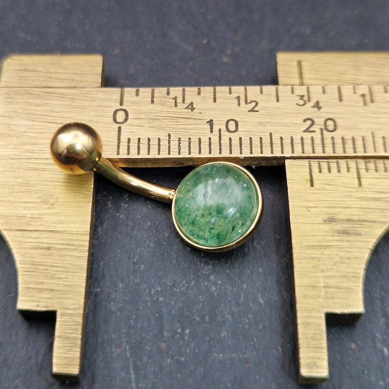 Gold Aventurine Belly Ring: 316L Steel Internally Threaded Bar image 6
