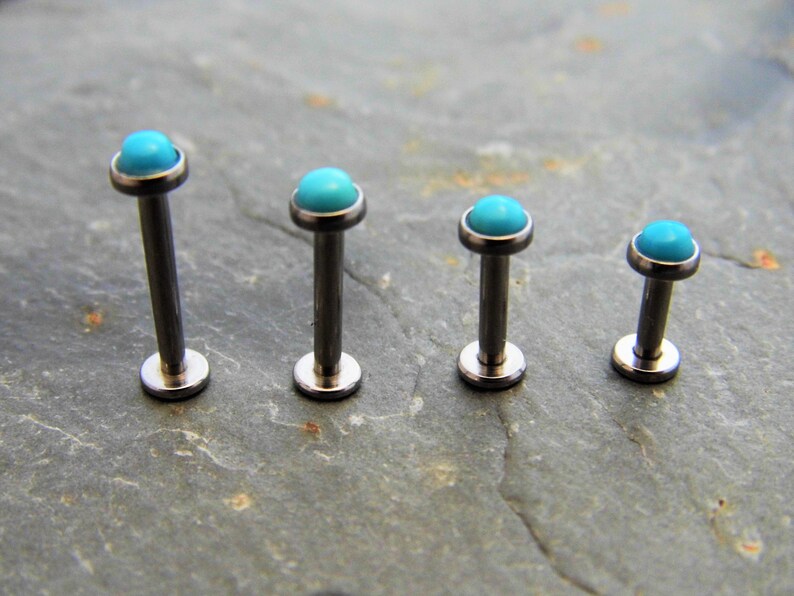 3mm Arizona Turquoise Labret Stud 316L Steel 14G or 16G Etsy