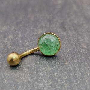 Gold Aventurine Belly Ring: 316L Steel Internally Threaded Bar image 4