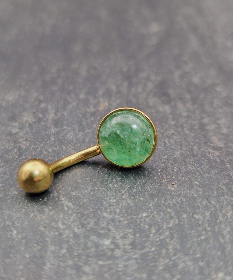 Gold Aventurine Belly Ring: 316L Steel Internally Threaded Bar image 4