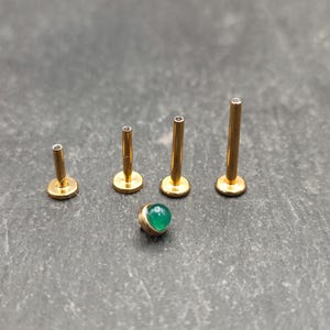 Replacement Gold 316l Steel  Labret Stud Bar for OpalKobus Settings - Internally Threaded