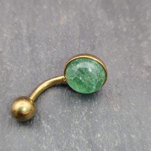 Gold Aventurine Belly Ring: 316L Steel Internally Threaded Bar image 5