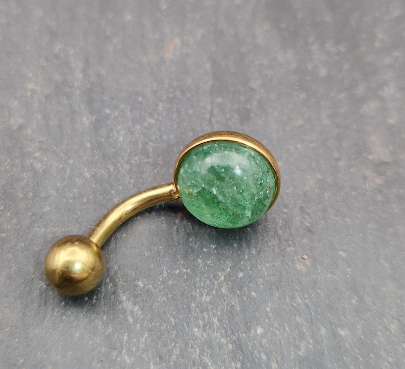 Gold Aventurine Belly Ring: 316L Steel Internally Threaded Bar image 5