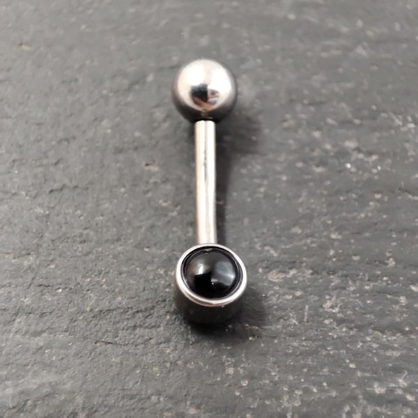 Black Onyx Curved Barbell - Titanium Barbell - Daith, Rook, Eyebrow Piercing