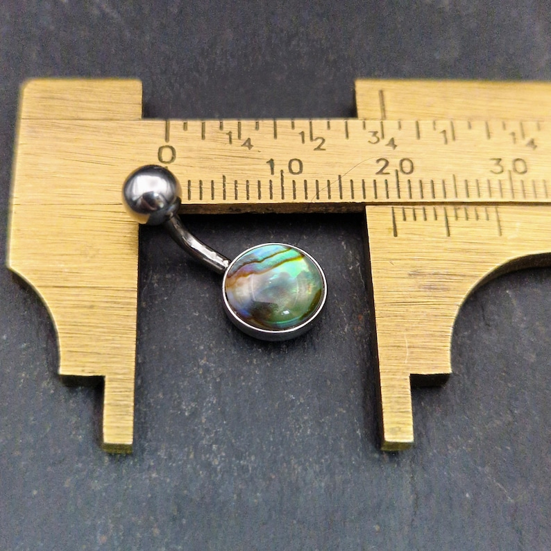 Paua Shell Belly Bar - 316lvm Steel - 14 Gauge - Abalone Belly Ring image 8