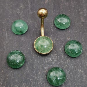 Gold Aventurine Belly Ring: 316L Steel Internally Threaded Bar image 3
