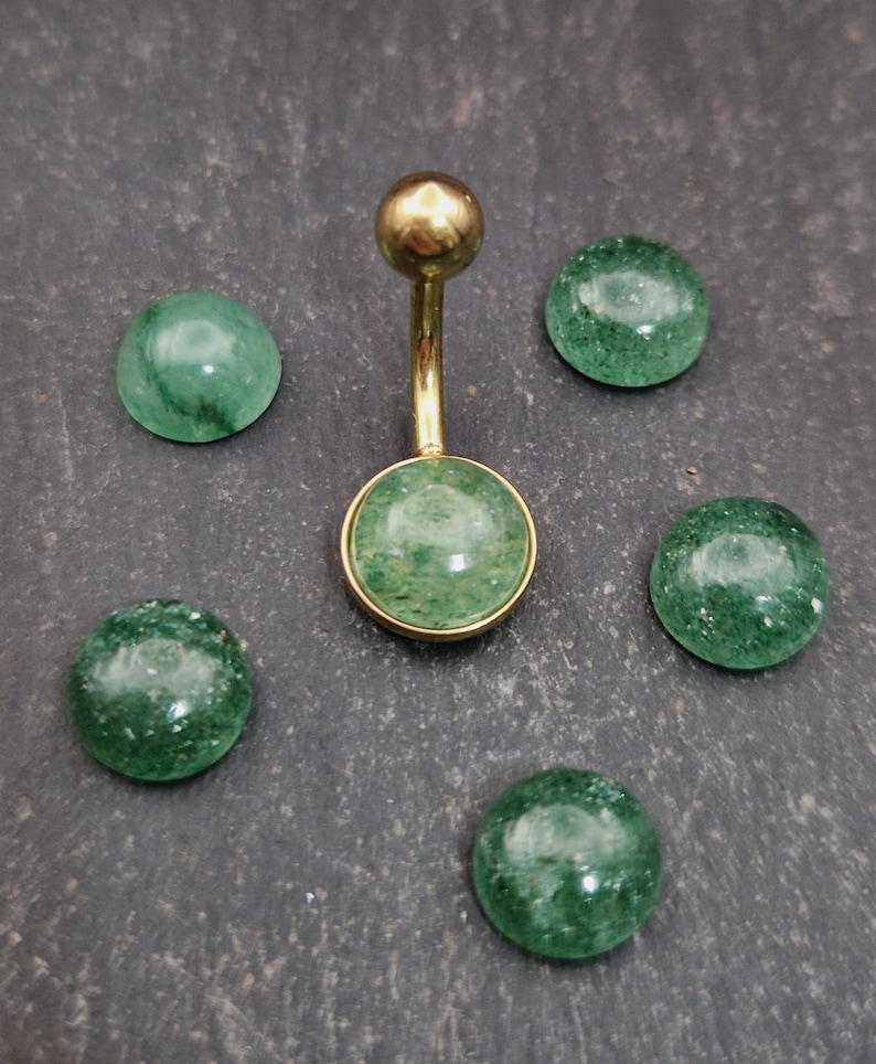 Gold Aventurine Belly Ring: 316L Steel Internally Threaded Bar image 3