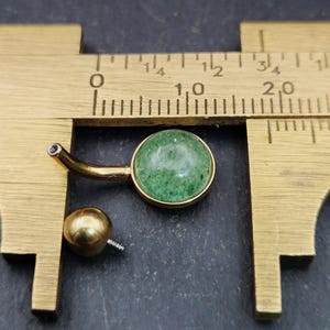 Gold Aventurine Belly Ring: 316L Steel Internally Threaded Bar image 7
