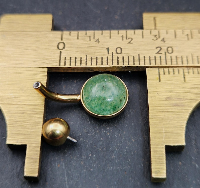 Gold Aventurine Belly Ring: 316L Steel Internally Threaded Bar image 7