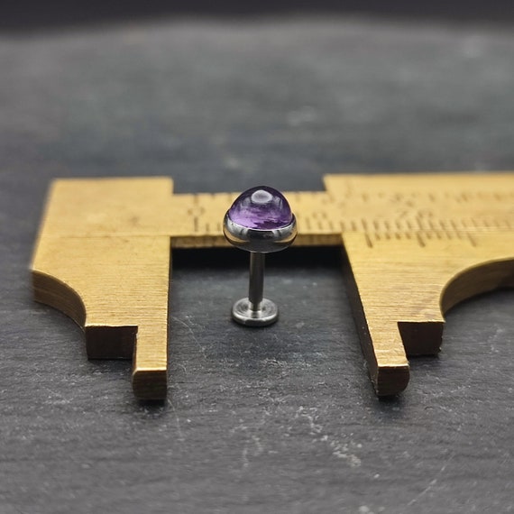 Amethyst Labret 5 mm Edelstein Flache Ruckseite Chirurgenstahl Etsy