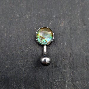 Paua Shell Belly Bar - 316lvm Steel - 14 Gauge - Abalone Belly Ring image 2