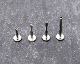 Replacement 316L Surgical Steel Labret Stud Bar for OpalKobus Settings - Internally Threaded