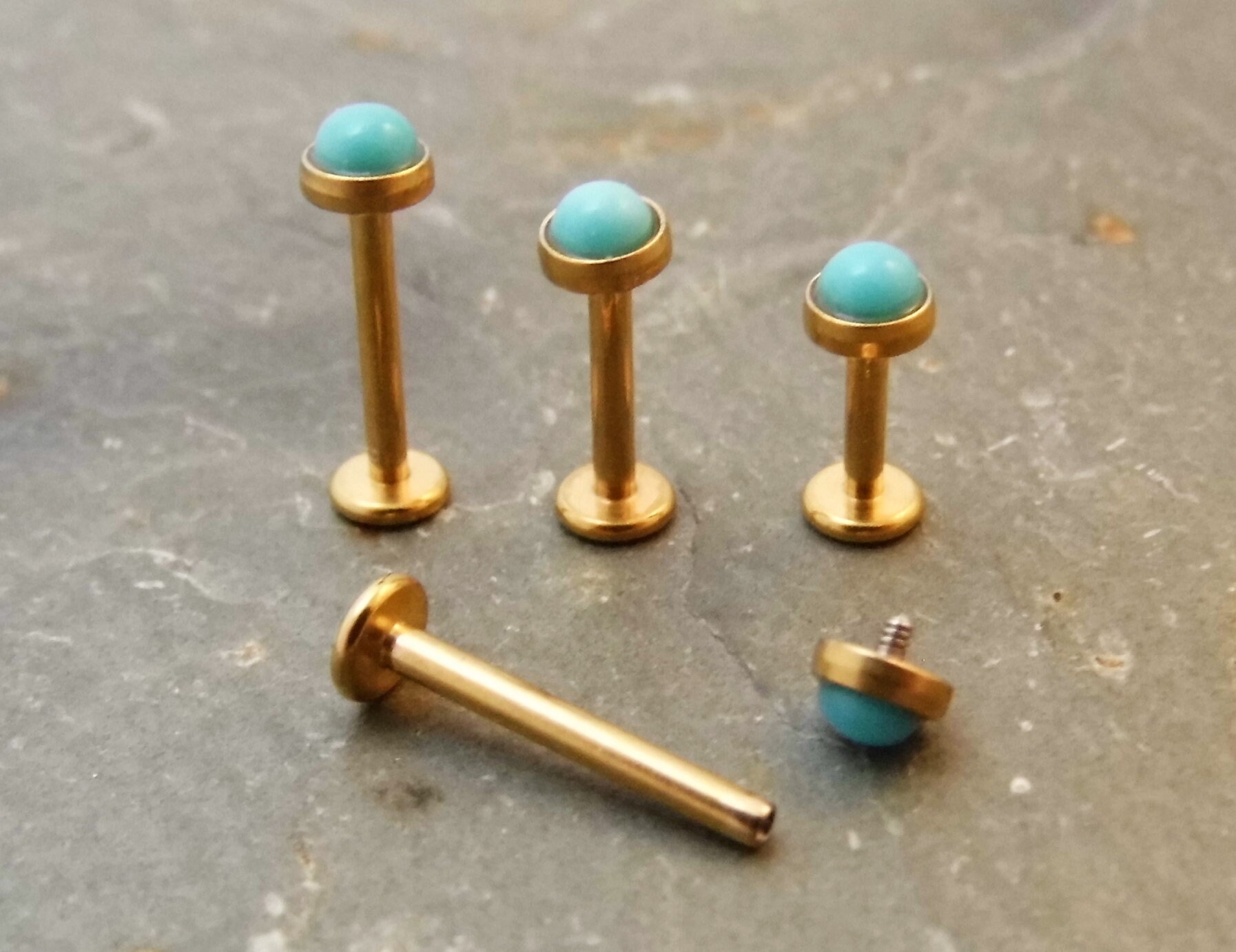 3mm Arizona Turquoise Gold Labret Stud Surgical Steel 316L Etsy