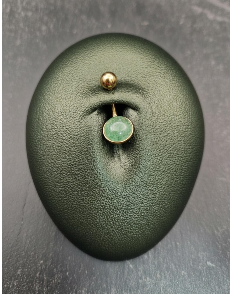 Gold Aventurine Belly Ring: 316L Steel Internally Threaded Bar image 2