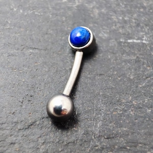 Barra curvada de lapislázuli, titanio, calibre 16, rosca interna, perforación de cejas, torre, cartílago, daith