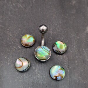 Paua Shell Belly Bar - 316lvm Steel - 14 Gauge - Abalone Belly Ring image 6
