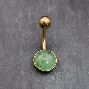 Gold Aventurine Belly Ring: 316L Steel Internally Threaded Bar